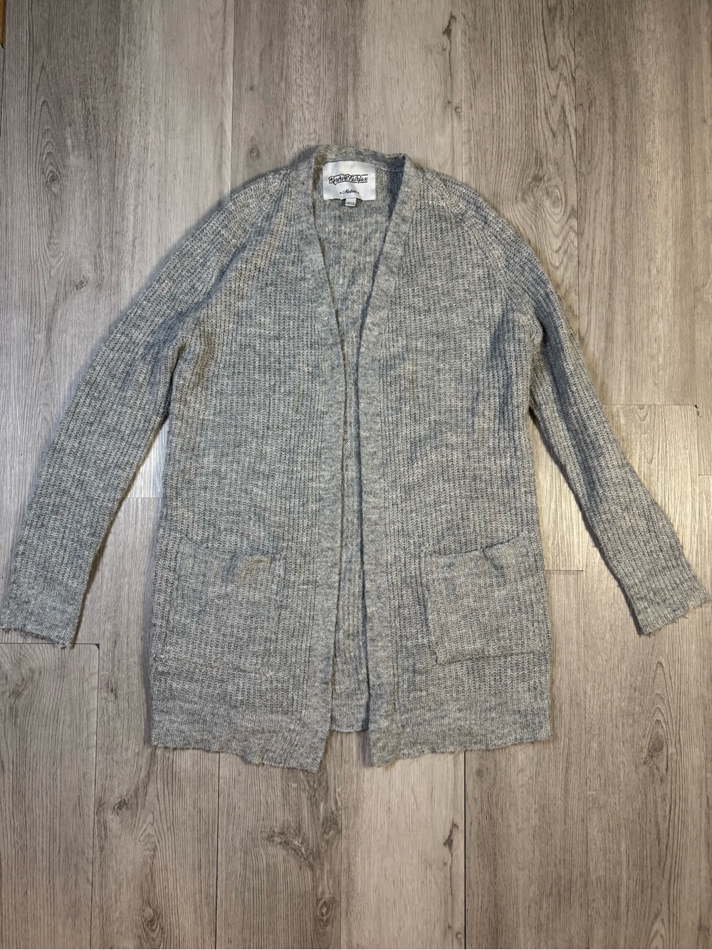 Reserve Fairfax Women’s Gray Knit Open Front Sweater Cardigan  Pockets Medium